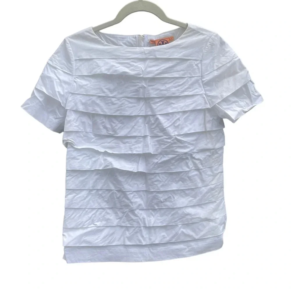 TORY BURCH WHITE RUFFLE BLOUSE